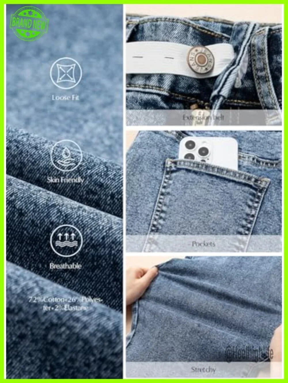 High Waist Straight Leg Maternity Jeans with Pockets
